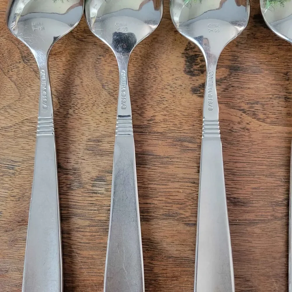 Lot of 8 Oneida 18/8 OHS345 Pattern Tablespoons Frosted Handle